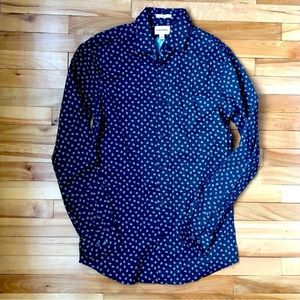 frank & oak laurier floral print button-up men’s shirt with stretch size s